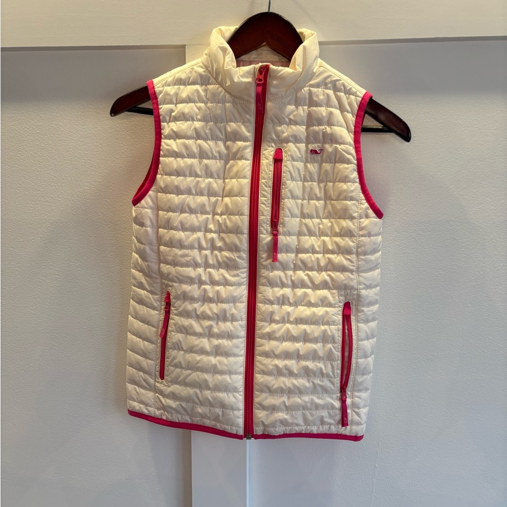 Vineyard Vines Ivory Vest with Pink Accents